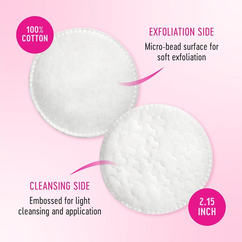 Swisspers Premium Exfoliating Rounds, 2 Distinct Raised Textured Surface, Cotton Facial Pads, 80 Count Re-closable Bag