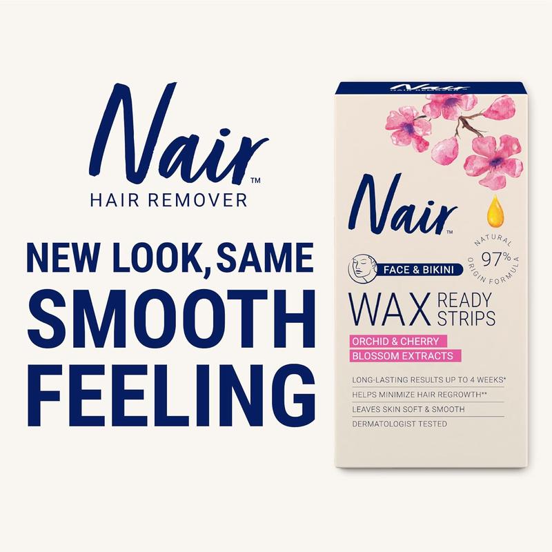 Nair Hair Remover Wax Ready Strips, 40 Count - Face and Bikini Hair Removal Wax Strips