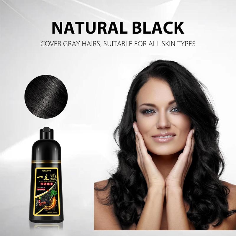 Unisex 500ml Black Hair Shampoo Instant 3 in 1 +99.99% Gray Hair Coverage-Herbal Ingredients- Multiple Colors Available Plant Hair Dye Haircare Summer Gift