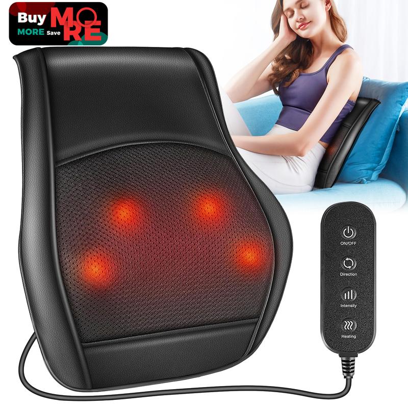 Shiatsu Back Massager with Heating, Electric Kneading Head Shoulder Comfort Massage Pillow for Pain Relief, Use at Home Office Car, Christmas Gift