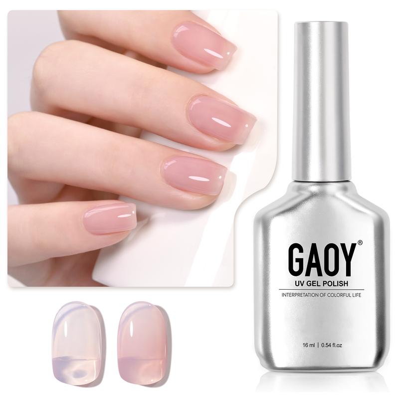 GAOY UV Gel Nail Polish, 16ml Jelly Nude Pink Translucent Soak Off Gel Polish, UV Light Cure for Nail Art DIY, 1624 Ocean Song