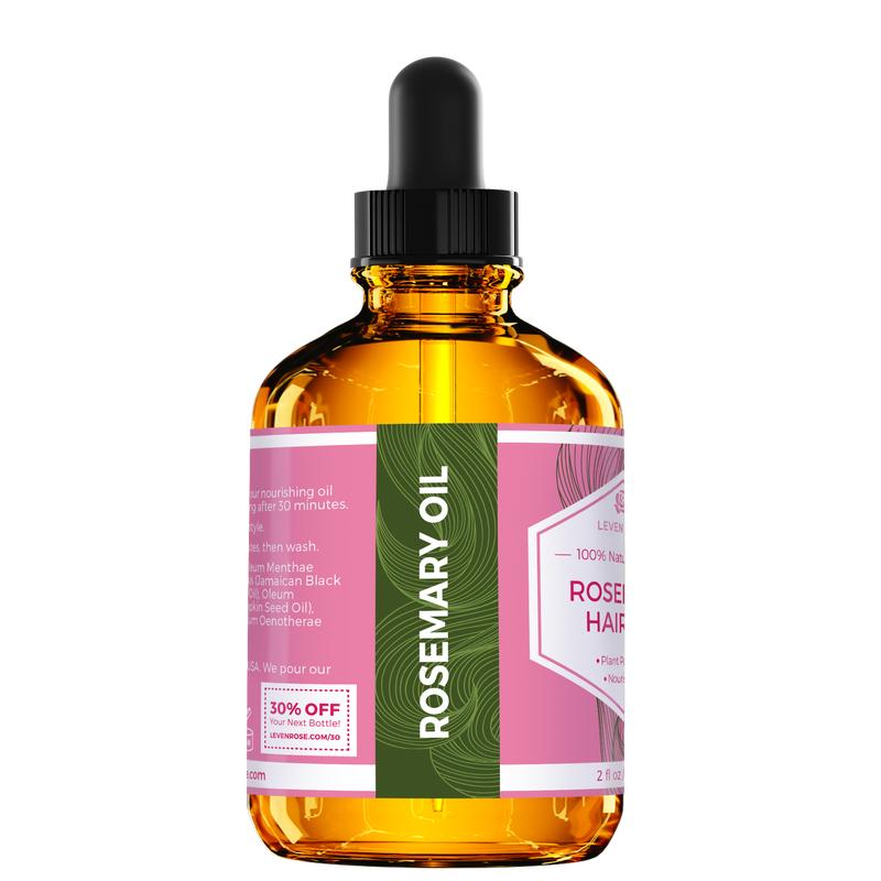 Leven Rose Organic Rosemary Oil for Hair Growth: 2oz Hair Growth Elixir with Rosemary Essential Oil and Nourishing Evening Primrose Oil Haircare Argan