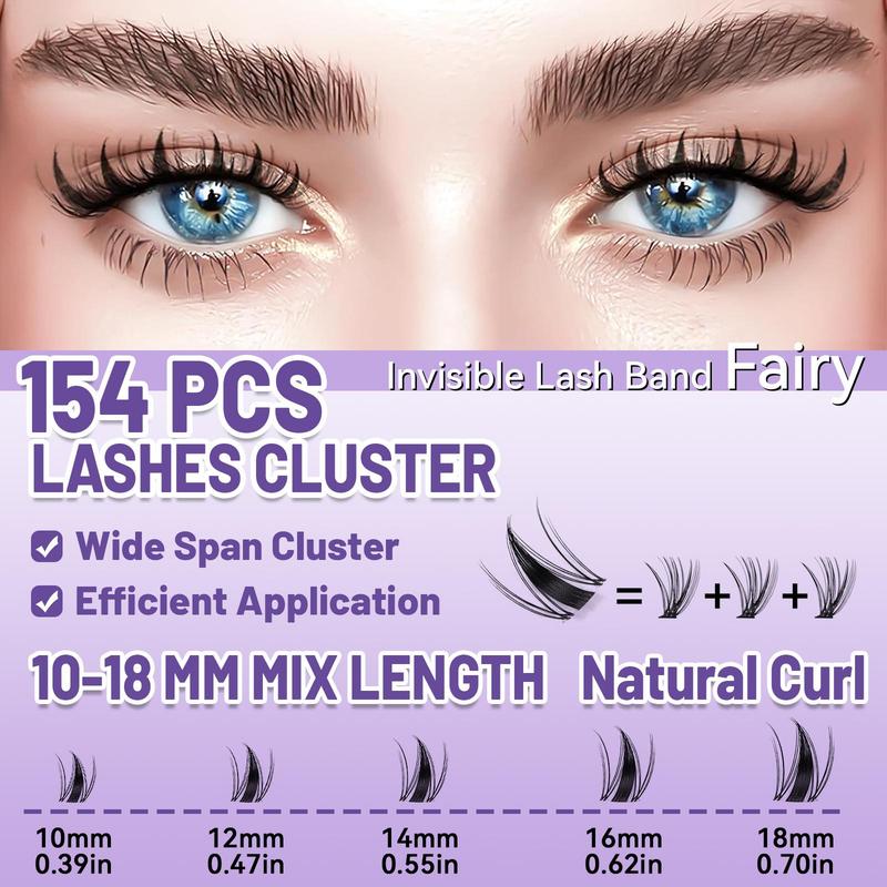 Fairy Lash Clusters Kit, 1 Box 10-18mm Manga Eyelash Clusters & Glue & Remover & Tweezers, DIY Spider Eyelash Extensions Kit, Individual Fake Eyelashes Clusters Kit, Christmas, Christmas Gift