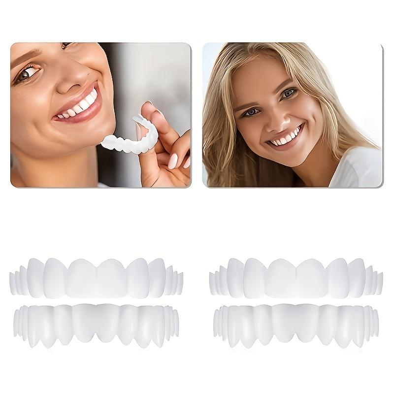 1 Set Instant Smile Dentures, Temporary Tooth Coverage to Enhance Confidence, Suitable for Christmas Makeup Party, Comes with Storage Box, Mirror and Tweezers