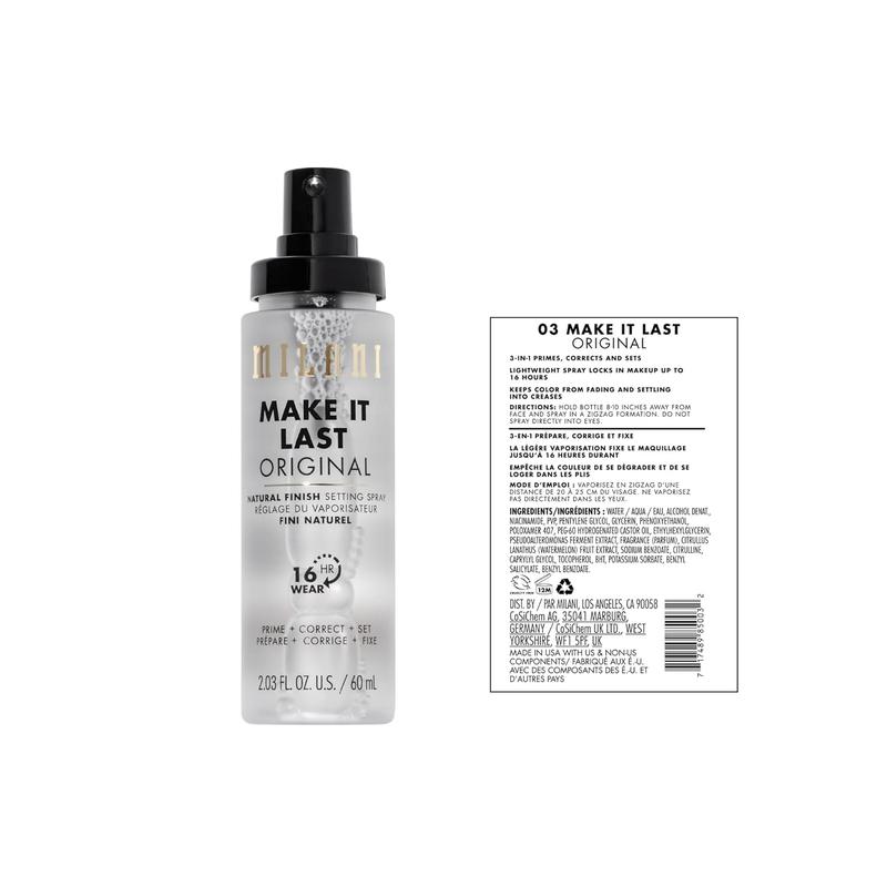 Make It Last Original - Natural Finish Setting Spray 3-in-1 Setting Spray and Primer- Prime + Correct + Set Makeup Finishing Spray and Primer - Long Lasting Makeup Primer and Spray 2.03 Fl. Oz Dewy Radiance Cosmetic