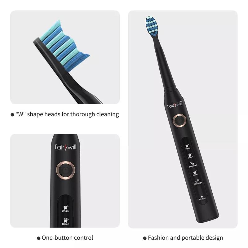 Electric Toothbrush for Adults and Kids, Rechargeable Whitening Toothbrush with Smart Timer, Sonic Electric Toothbrush Travel with 4-6 Brush Heads &1 Brush Head Cover, 40000 VPM Ultra Cleaning