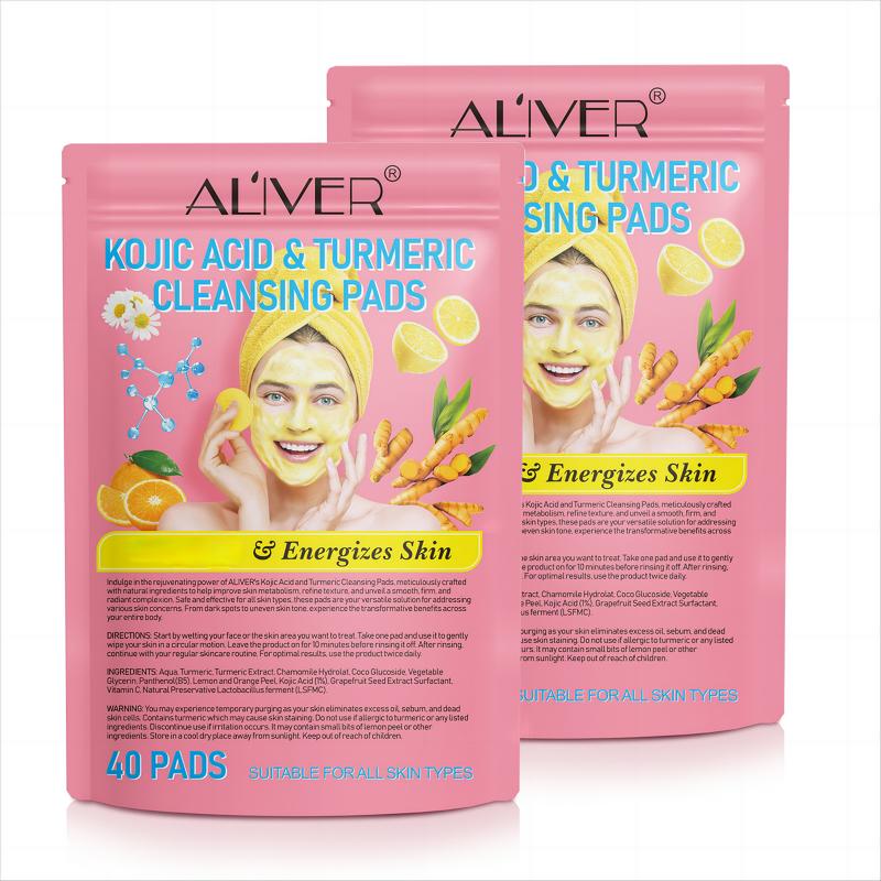 Live Aliver Kojic Acid & Turmeric Cleansing Pads, Skincare Comfort (40 pads)