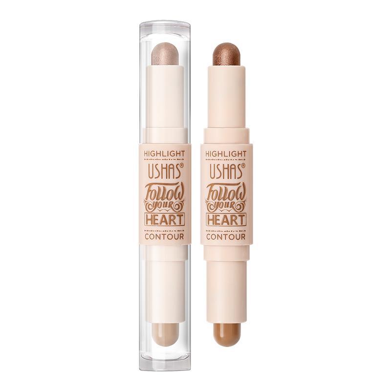 2 in 1 Highlight Contour Stick, Natural Shimmer Makeup Shading Stick, Face Highlighter Bronzer Stick, Face Contouring Stick, Face Makeup Product, Daily Cosmetic