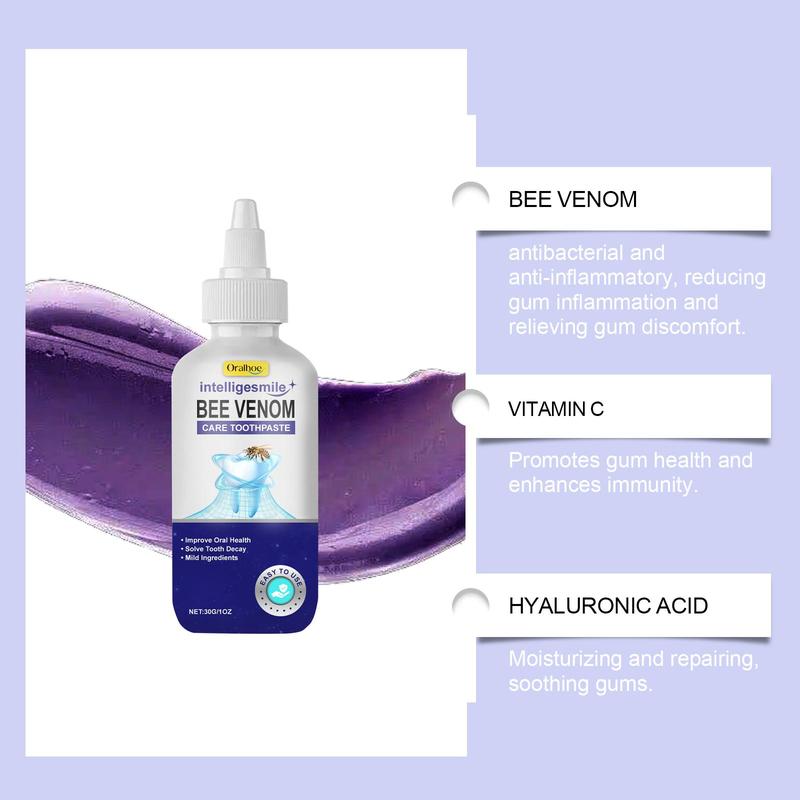 Bee Venom Oral Care Toothpaste, Gentle Deep Cleansing Toothpaste for Yellow Stains and Plaque, Refreshing Oral Care Product for Adults