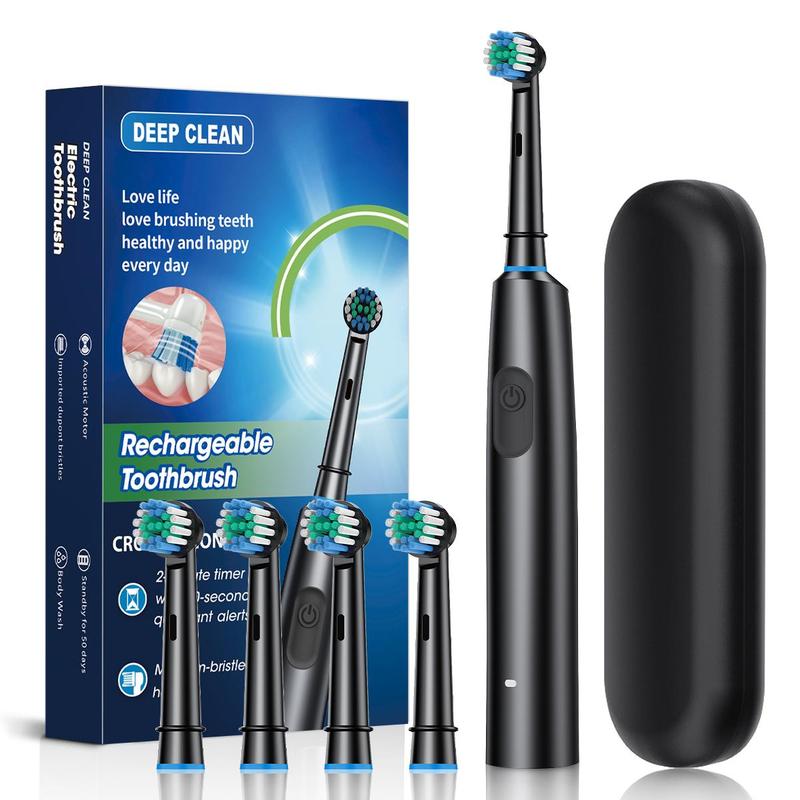 Rechargeable Electric Toothbrush Set, Comfort Deep Cleansing Toothbrush with Replacement Brush Head & Travel Box, Oral Care Toothbrush for Adults, Christmas, Christmas Gift