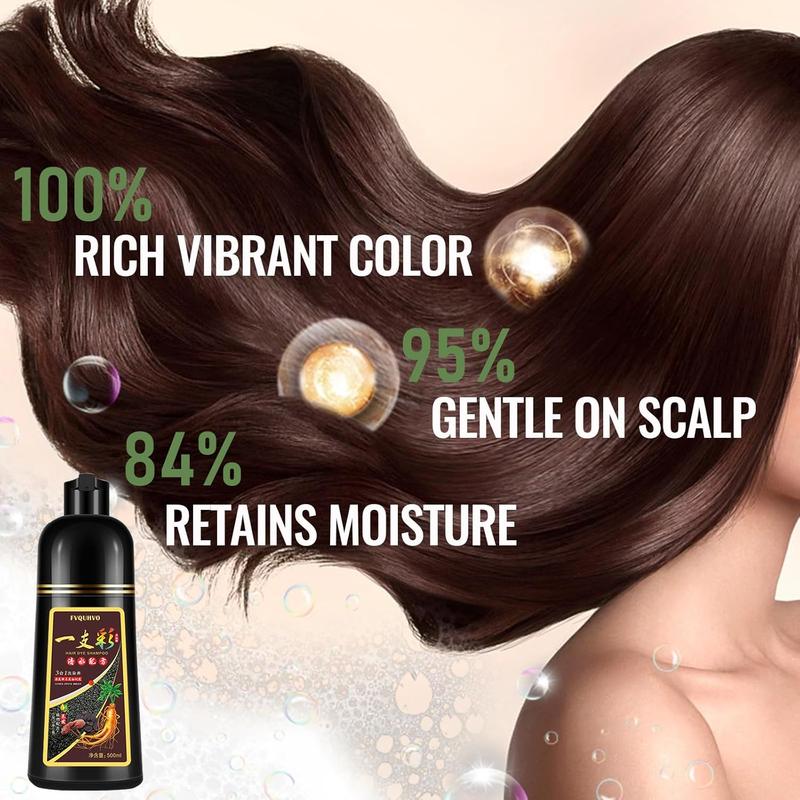 Black Hair Color Shampoo, Semi-Permanent Hair Color Shampoo for Women and Men, Herbal Ingredients, Ammonia free, 100% White Hair Coverage, Large Package for Home use. hair dye shampoo