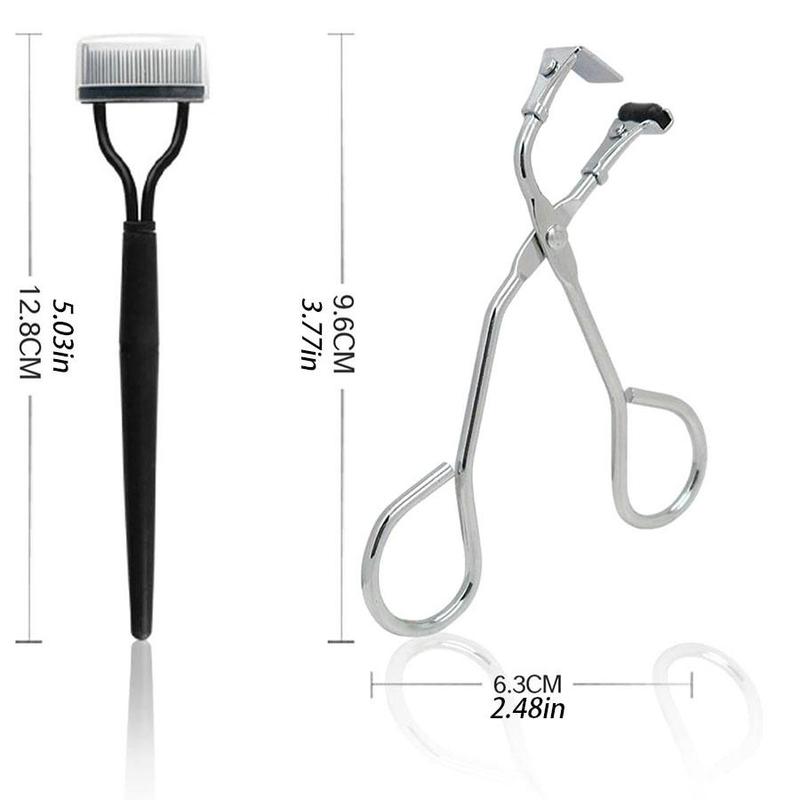 Partial Eyelash Curler & Eyelash Brush, 2 Counts set Eyelash Curling Tool, Cosmetic Eyelash Curler, Eyelash Makeup Tool, Portable Eyelash Curler