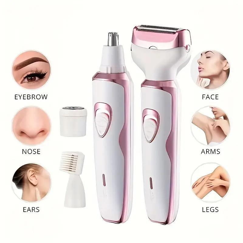 4 in 1 Electric Shaver, 1 Set Portable Hair Removal Machine Kit, Handy Lightweight Cordless Hair  for Women, Girls - Razor with Detachable Head cordless hair trimmer