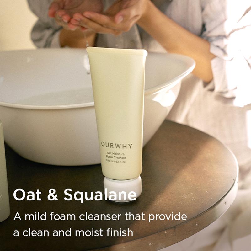 OURWHY - Oat Moisture Foam Cleanser 200ml | MOISTURIZING FOAM CLEANSER WITH SQUALANE & OAT EXTRACT