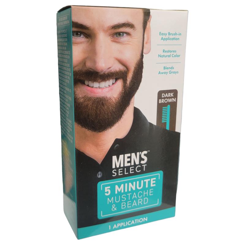 Men's Select Dark Brown Long-Lasting Dye for Men for Beard, Mustache and All Facial Hair in just 5 min Hair Dye Color Gentle Haircare Salon