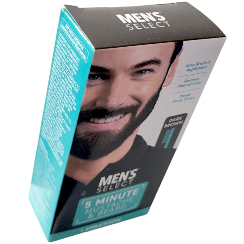 Men's Select Dark Brown Long-Lasting Dye for Men for Beard, Mustache and All Facial Hair in just 5 min Hair Dye Color Gentle Haircare Salon