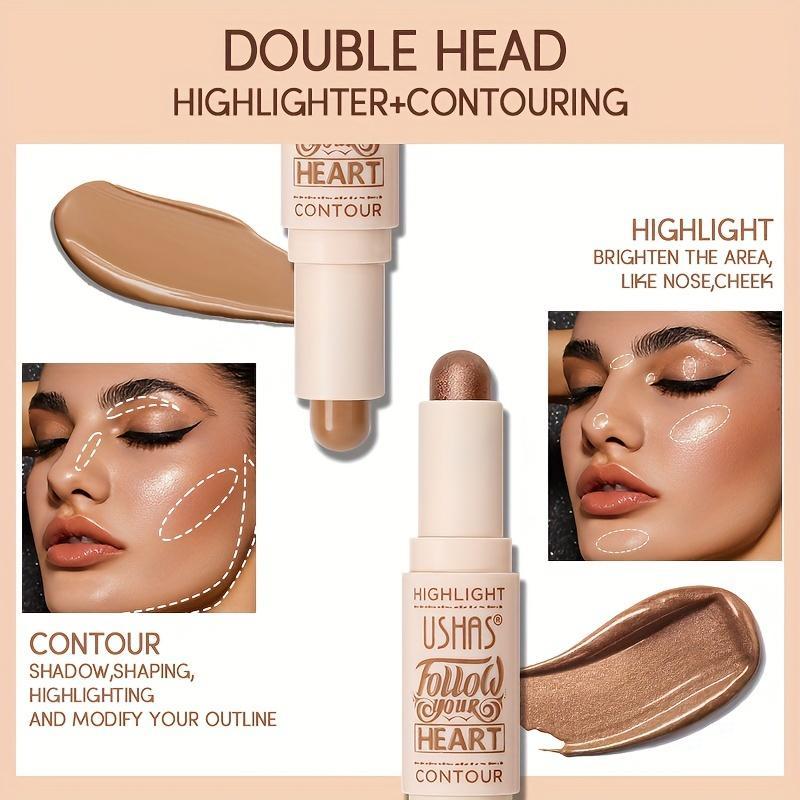 2 in 1 Highlight Contour Stick, Natural Shimmer Makeup Shading Stick, Face Highlighter Bronzer Stick, Face Contouring Stick, Face Makeup Product, Daily Cosmetic