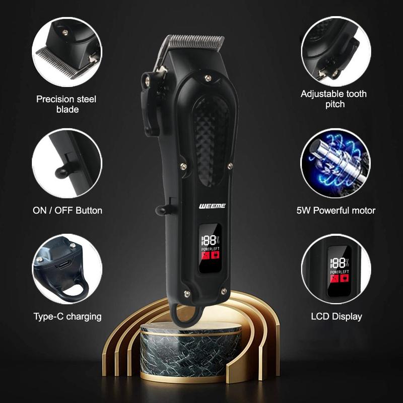 Professional Hair Clipper Kit, 1 Box LCD Smart Display Hair Trimmer & Accessories, Hair Trimmer for Men, Barber, Stylist, Barbershop, Salon