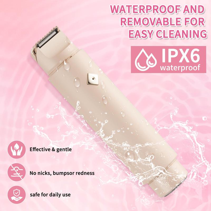 Christmas Gift, Electric Bikini Trimmer for Women, Rechargeable 2-in-1 Body and Facial Hair Removal, Waterproof Hair Shaver and Razor, Dual Head Wet Dry Use Trimmer, Gift for Girlfriend