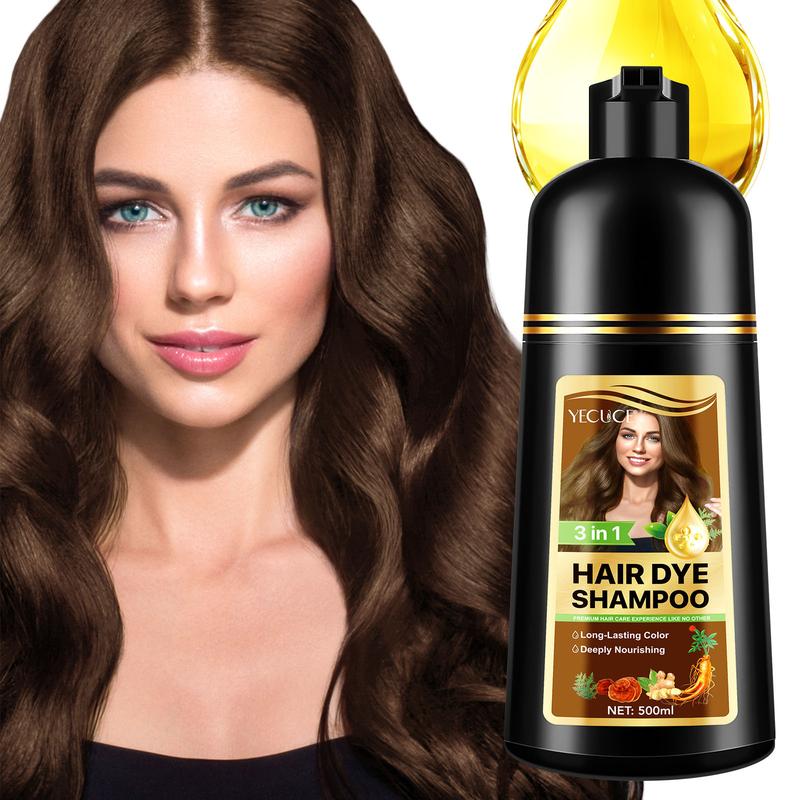 YECUCE 3-in-1 Black Hair Color Shampoo – Long-Lasting Hair Dye & Care, 500ml