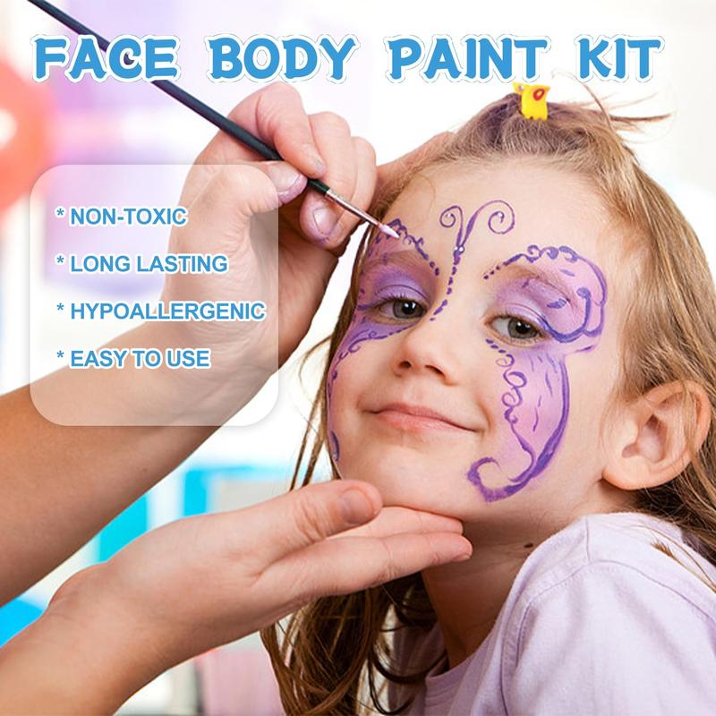 22 Color Face Body Painting Oil Palette with Brushes & Stickers, Non-toxic and Safe Oil Paint, Tattoo Painting Art