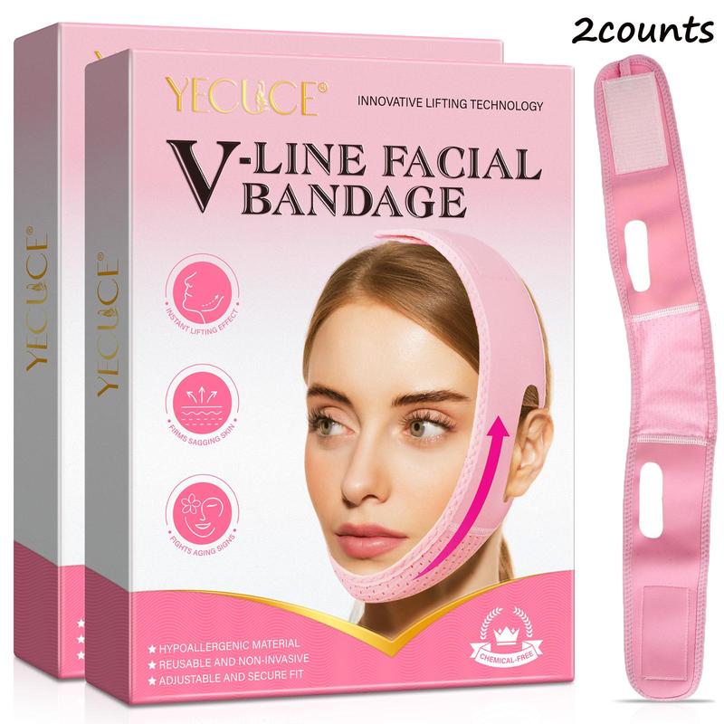 V Line Facial Bandage, 2 Counts set Adjustable Breathable Lifting and Firming Strap for Face, Skin Care Tool for Women