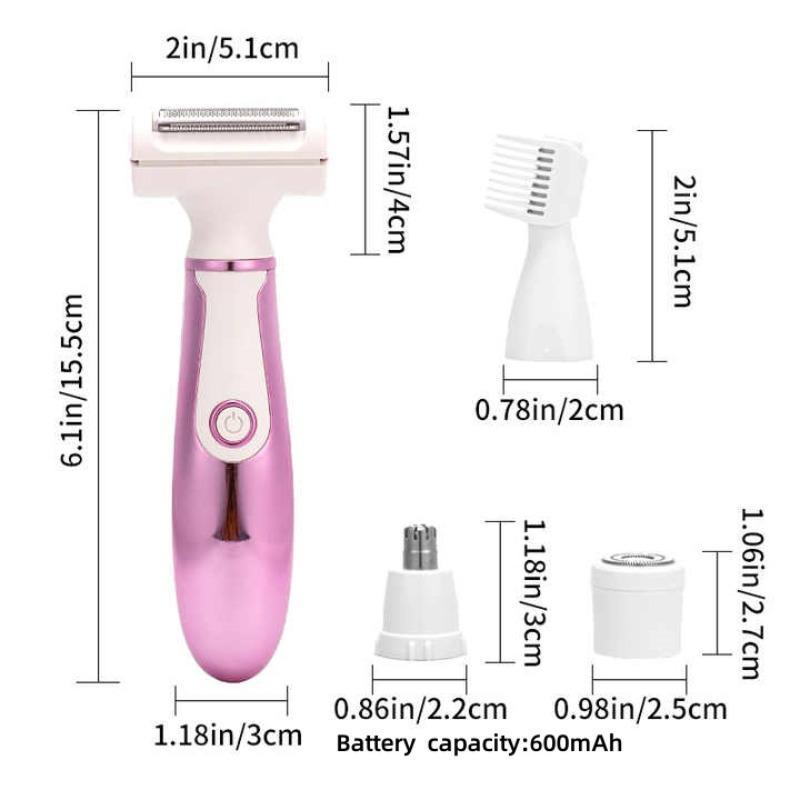 4 in 1 Electric Shaver, 1 Set Multifunctional Women's Hair Removal Instrument, Portable Electric Body and Face Shaver