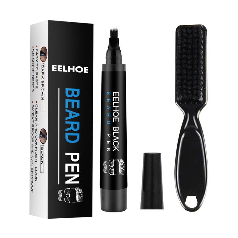 Beard Pen for Men, 1 Set Beard Pencil Filler & Beard Brush for Men, Waterproof Beard Filler Kit, Fill, Shape and Define Your Beard for a Natural Beard, Long Lasting Beard Filler with Brush