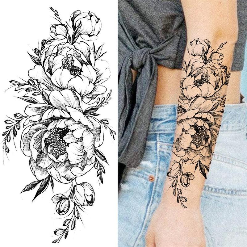 Realistic Flower Pattern Temporary Tattoo Sticker, 10pcs set Fake Tattoo Sticker, Long Lasting Body Art Sticker for Women & Girls