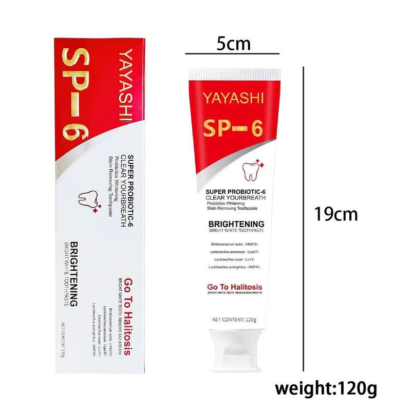 SP6 Probiotics Toothpaste , teeth healthy Management,Fresh Breath Remove smoke stains, with Sodium Saccharin and Lactobacillus, Hydroxyapatite, Free of Fluoride, Hydroxyapatite, Anti, Whitening Toothpaste, Family pack,Gift  toothpaste spit everywhere Oral