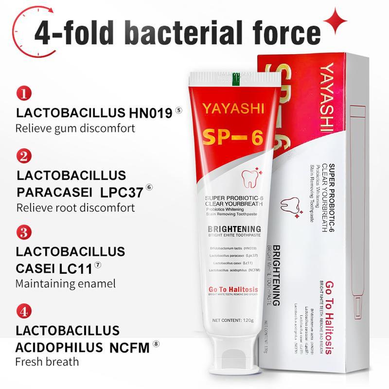 SP6 Probiotics Toothpaste , teeth healthy Management,Fresh Breath Remove smoke stains, with Sodium Saccharin and Lactobacillus, Hydroxyapatite, Free of Fluoride, Hydroxyapatite, Anti, Whitening Toothpaste, Family pack,Gift  toothpaste spit everywhere Oral