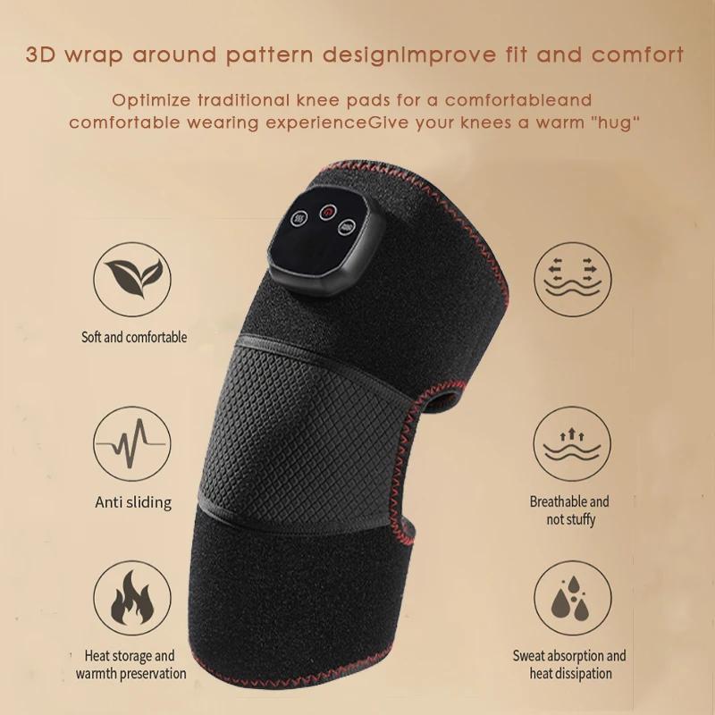 Portable Heating Massage Knee Pad, Rechargeable Vibration Massager with Digital Display, Multifunctional Winter Massage Gift for Home & Office