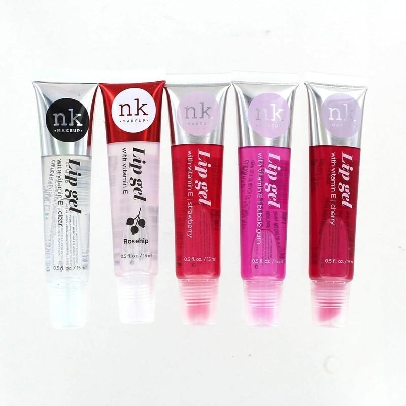 NICKA K NEW YORK VARIETY SET OF 5 NK Hydrating Lip Gel - Vitamin E (Clear, Rosehip Oil, Bubble Gum, Cherry, Strawberry) Skincare Comfort