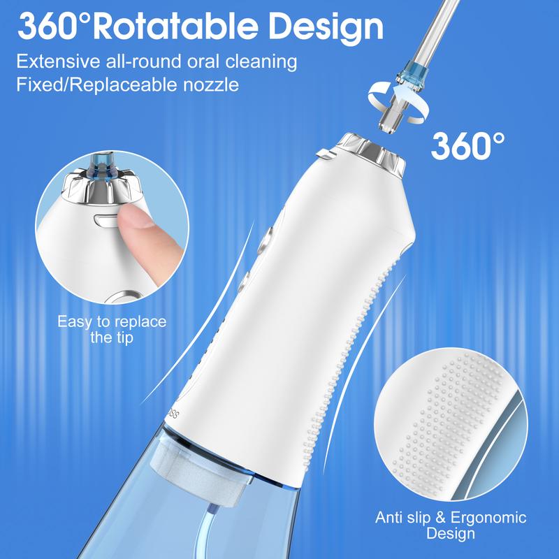 h2ofloss water flosser 300ML watertank & IPX7 Waterproof plus 5 modes,Cordless Oral Irrigator HF-6