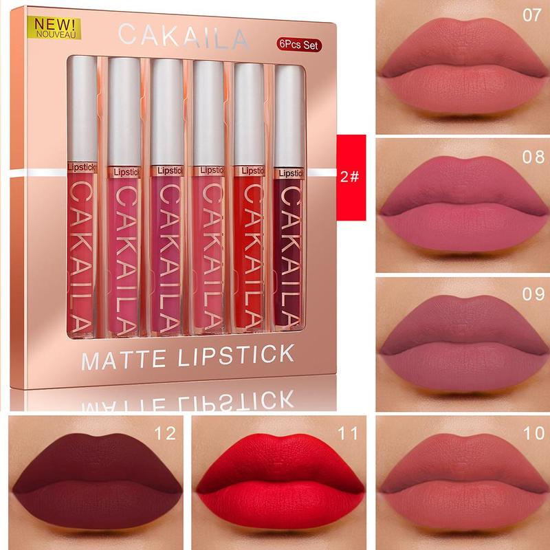 Long-lasting Matte Lipstick, 6 Counts set Water Proof Matte Lip Balm, Easy Coloring Lip Sticks, Suitable for All Occasions Lip Makeup, Girls and Women Makeup Accessories, Christmas Gift