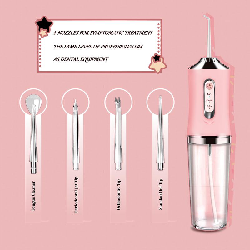 ETHME Christmas Gifts Pink Burst Water Flosser Portable Teeth Cleanser for Braces, Upgraded Cordless with 230ML Water Tank for Home and Travel Oral