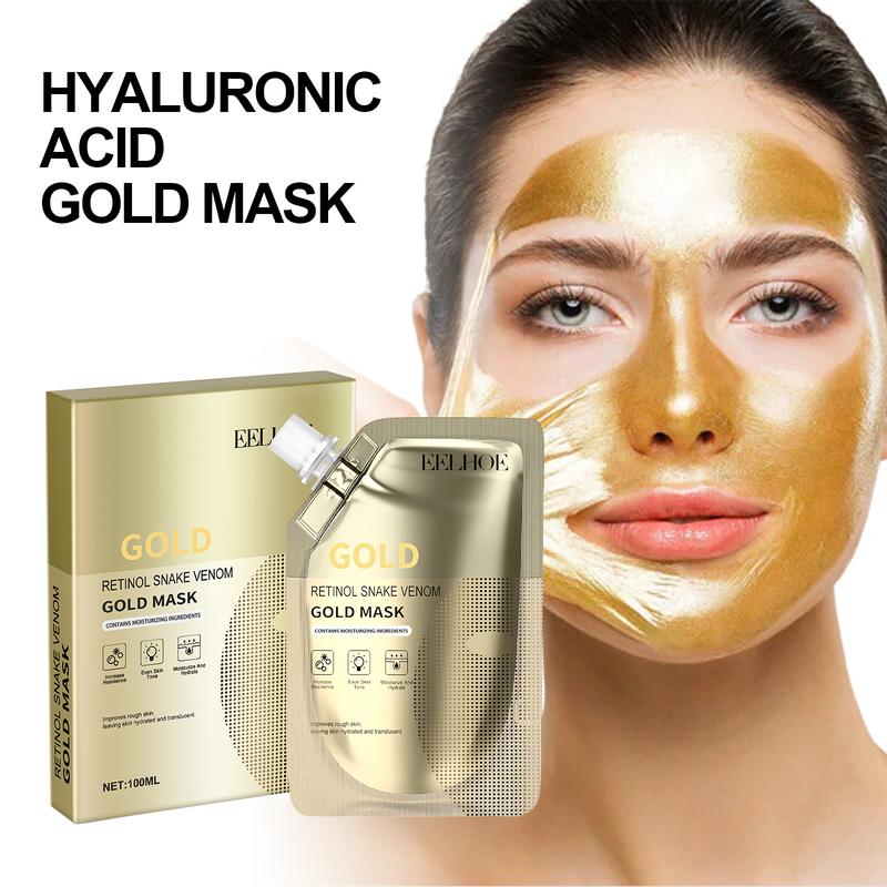 Retinol Snake Venom Gold Mask, Gold Peel off Mask, Gold Anti Aging Face Mask For Flawless Skin, Anti Wrinkles & Reduce Fine Lines, Clear Acne, Minimize Pores, Moisturizing, 100g Skincare Golden Peptide Comfort Skin Repair Glycerin