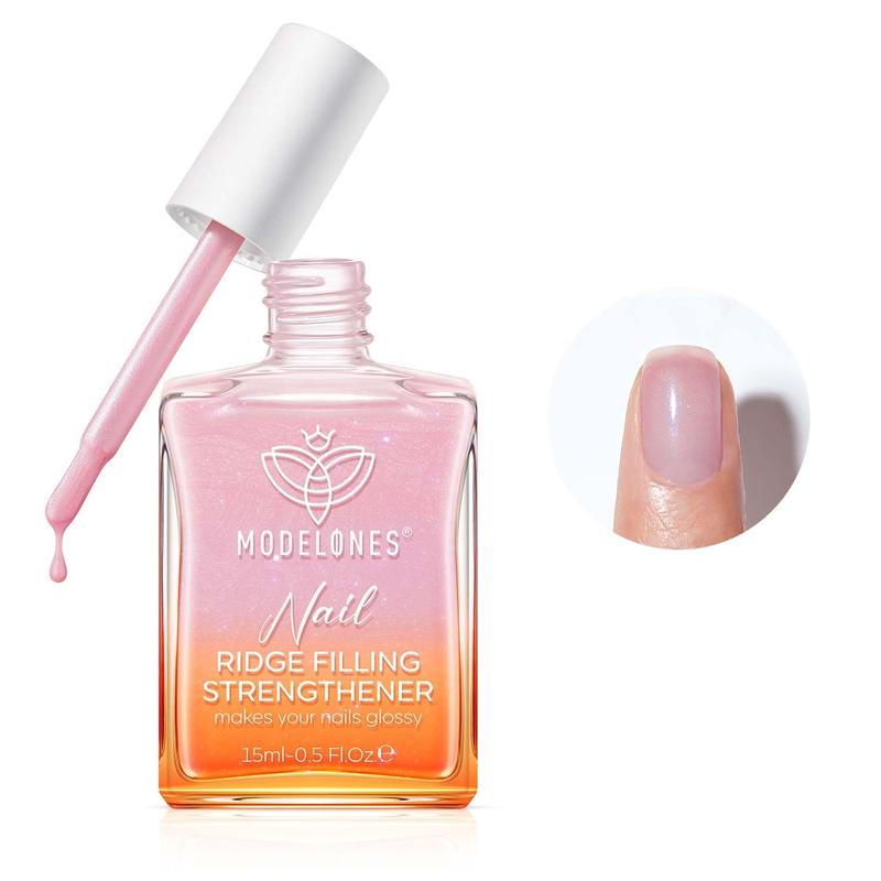 15ml 8-in-One Nail Ridge Filler Strengthener Base Coat Nail Polish Repair Nail Growth Treatment for Thin and Damaged Nails, Pink Glow