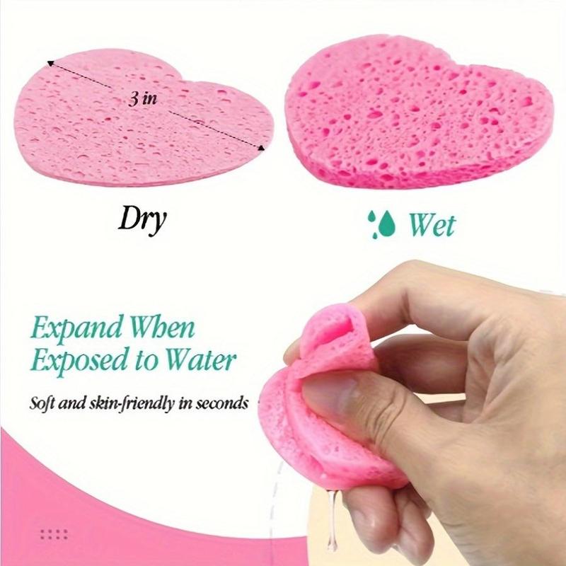 Facial Cleaning Tool Set, 6 Counts set Heart Shape Double-sided Face Wash Sponge & Face Brush, Makeup Removal Tool, Face Wash Tool