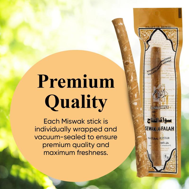 (2  Pack) Thin Sewak Al-Falah Miswak Natural Toothbrush Thin Sticks Oral Traditional Comfort