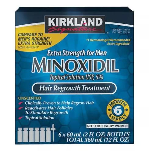 Kirkland Minoxidil 5% Hair Beard Growth Solution Extra Strength