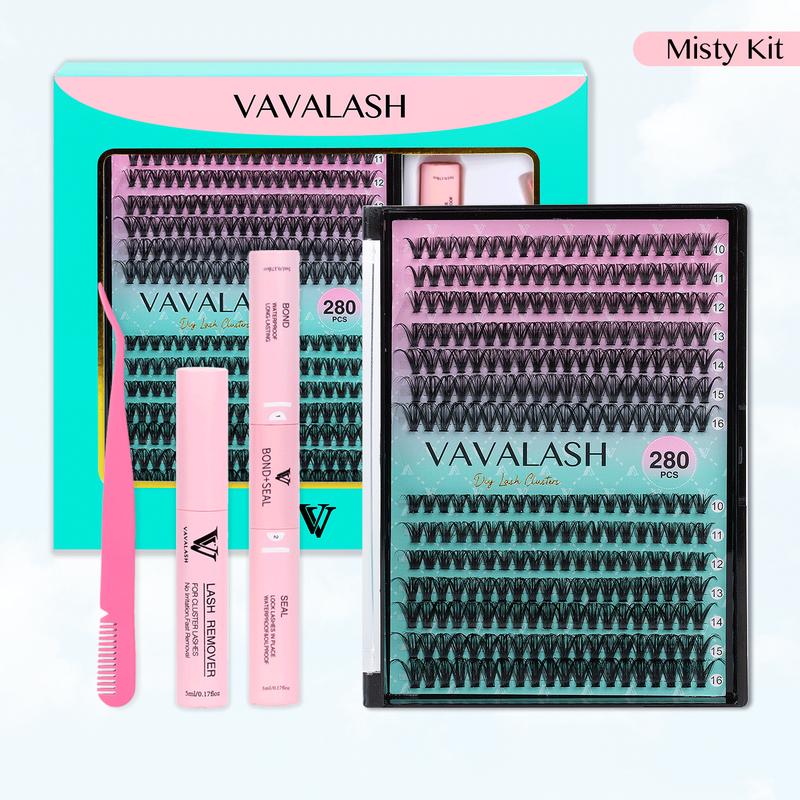 VAVALASH Fantasy V01 168PC DIY Cluster Lash Kit, Lash Bond&Seal, Remover, Lash Tweezer for DIY Eyelash Extension at Home For Girl Make up Makeup Cosmetic Eyelashes Extensions