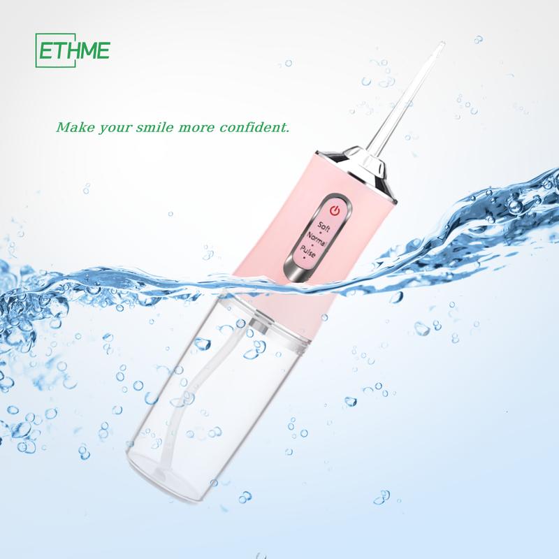 ETHME Christmas Gifts Pink Burst Water Flosser Portable Teeth Cleanser for Braces, Upgraded Cordless with 230ML Water Tank for Home and Travel Oral