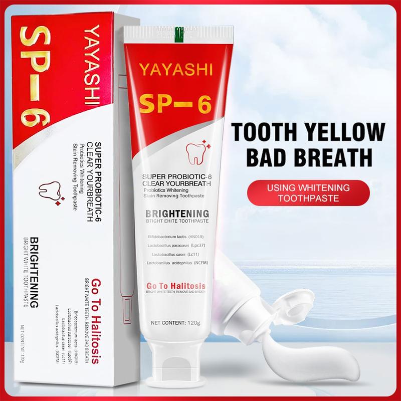 SP6 Probiotics Toothpaste , teeth healthy Management,Fresh Breath Remove smoke stains, with Sodium Saccharin and Lactobacillus, Hydroxyapatite, Free of Fluoride, Hydroxyapatite, Anti, Whitening Toothpaste, Family pack,Gift  toothpaste spit everywhere Oral