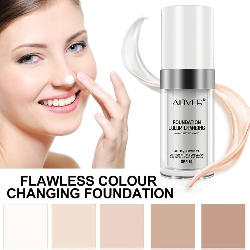 Aliver Flawless Colour Changing Foundation Concealer Cover Cream Sets, Long Lasting &Concealer, Silky & Delicate, thin, Replenishing water, Moisturizing, Face Makeup Sets (30ml)