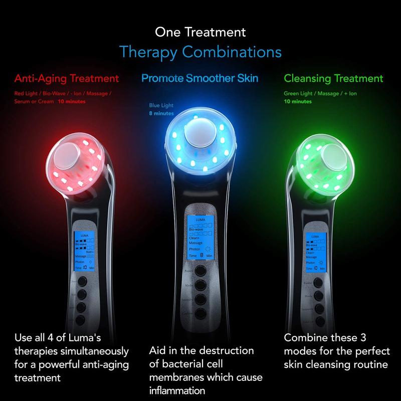 Luma Skin Therapy Wand Facial Skin Care with LED Light Therapy & Wave Penetrating Cell Stimulation by Pure Daily Care