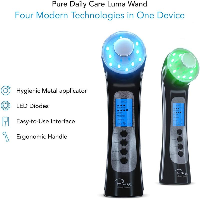 Luma Skin Therapy Wand Facial Skin Care with LED Light Therapy & Wave Penetrating Cell Stimulation by Pure Daily Care