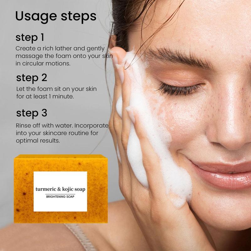 Turmeric & Kojic Acid Cleansing Soaps, Natural Extracts Soaps, Turmeric Soaps, Moisturizing Skincare Soaps for Women, Body Care Body Wash Soap Bars for Daily Summer Gift, Halloween Gift, Fall Essentials