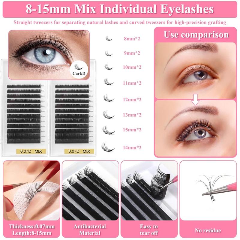 Lash Extension Kit for Beginners, Professional Eye Lashes Extension Kit with Everything: Lash Mannequin , Individual Eye Lashes, Glue, Tweezers Lash Extension Supplies for  Makeup Practice