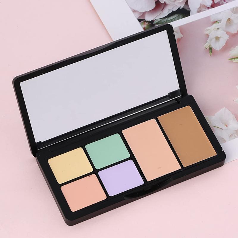 Concealer Contour Palette, 6 In 1 Color Correcting Concealer Contour Makeup Palette, Contouring Foundation Highlighting Makeup Kit for Dark Circles, Blemish With 2 Packs Brush (1#), New Year's gift